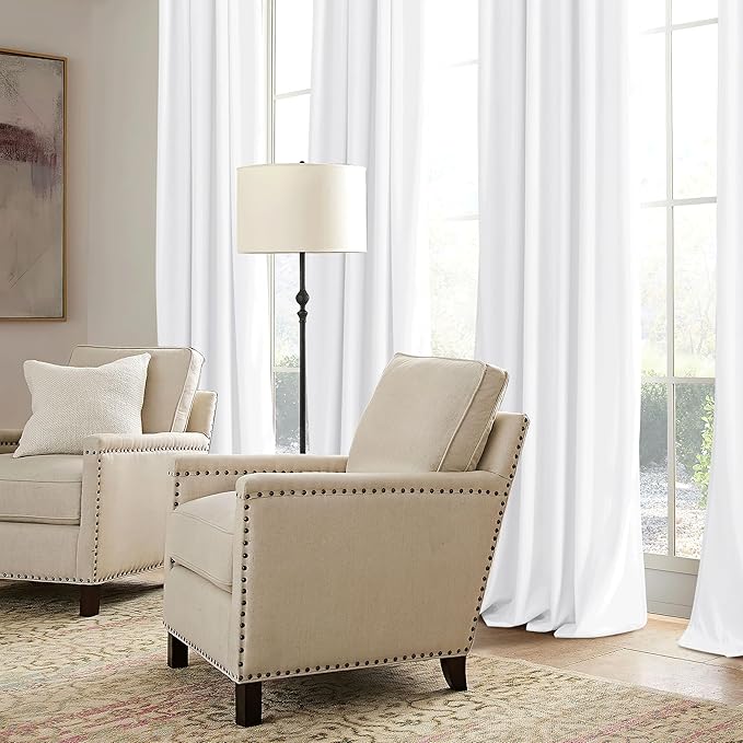 RYB HOME Pure White Velvet Curtains 96 inches for Bedroom - Luxury Light Reducing Vertical Drapes Simple Home Decoration for Sliding Door Living Room, W52 x L96, 2 Pieces