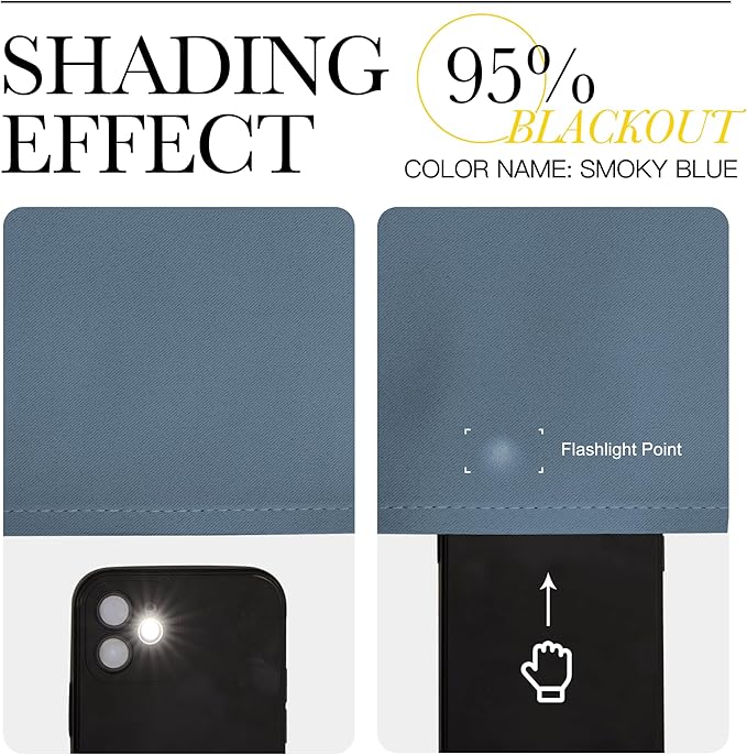 NICETOWN Blackout Smoky Blue Curtains for Sliding Glass Door, Grommet Window Treatment Thermal Curtains Room Dividers for Living Room/Bedroom, 2 Panels, W66 x L102