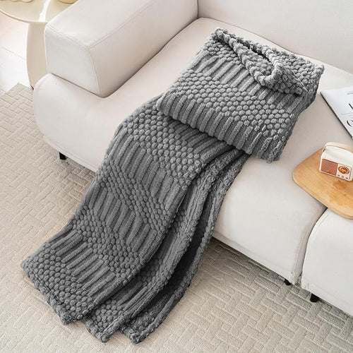50x70 Inch Grey Throw Blanket - Soft & Fluffy Fleece, Cute & Aesthetic, Perfect for Sofa, Couch, Chair, Bed, Living Room & Bedroom, All-Season Use, Plush & Cozy Decorative Blanket