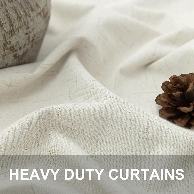 Neutral Blackout Curtains 132 Inches Long Elegant Villa Cottage Cabin 12 Foot ft Tall Linen Textured Room Darkening Curtain for Sliding Door 2 Panels Privacy Room Divider Drapes for Living Room Cream