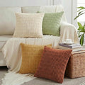 Fancy Homi 4 Packs Boho Fall Euro Decorative Throw Pillow Covers 28x28 Inch for Living Room Couch Bed, Rustic Farmhouse Home Decor, Soft Plush Striped Corduroy Square Colorful Cushion Case 71x71 cm