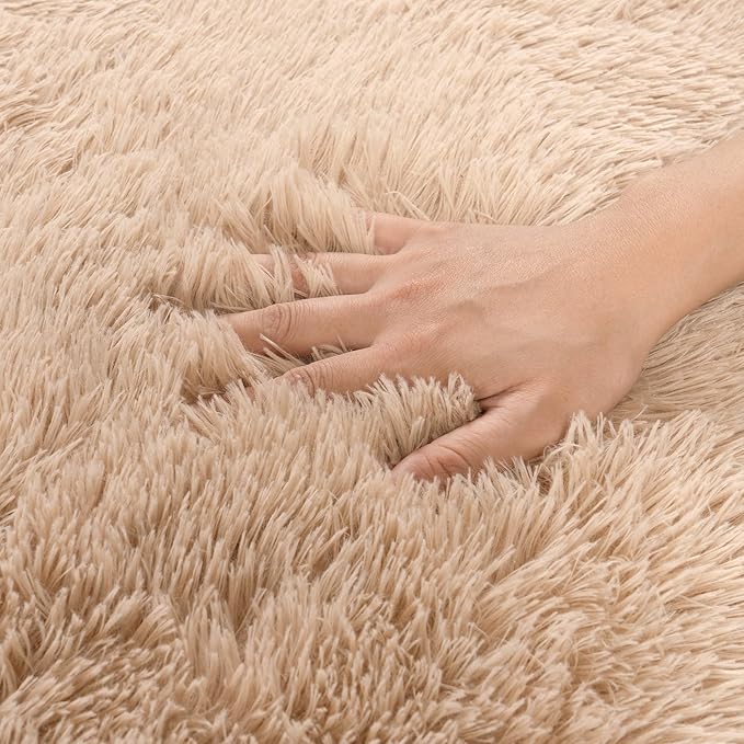 Runner Rugs for Bedroom 2x6 Rug Runners for Hallways Non Slip Soft Shag Bedside Rug, Fluffy Area Rug Throw Rugs for Living Room, Floor Carpet Runner for Nursery Kids Dorm, Camel