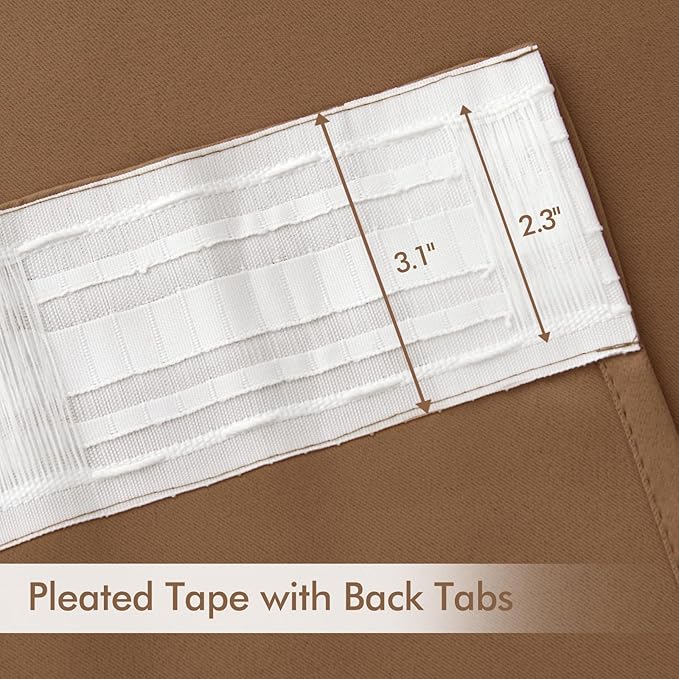 MIULEE Back Tab Blackout Curtains 90 Inch Long 2 Panels Set for Living Room Bedroom, Rod Pocket/Pinch Pleated Thermal Insulated Room Darkening Light Blocking Curtain, 52 x 90 Inch, Cappuccino Brown