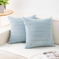 Pack of 2 Corduroy Decorative Throw Pillow Covers 22x22 Inch Soft Striped Pillow Covers Modern Farmhouse Home Decor for Sofa Living Room Couch Bed（Sky Blue）