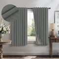 Linen Textured Black Out Blinds for Window 45 Inch Length 2 Panel Modern Farmhouse Kitchen Curtain Small Blackout Short Half Curtain for Nursery Bedroom Winter Thermal Blocking Charcoal Dark Grey Gray