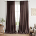 Coffee Brown Linen Curtains for Living Room 100 Inches Long Light Filtering Semi Sheer Curtain Back Tab Luxury Modern Rustic Home Decor Neutral Drapes for Bedroom Dinner Room 52x100, 2 Panels