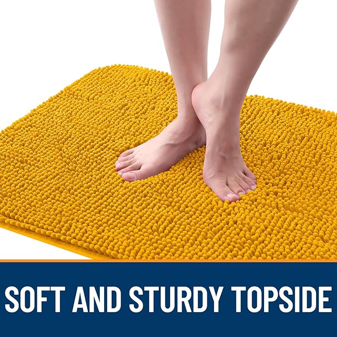 OLANLY Dog Door Mat for Muddy Paws 59x32, Absorbs Moisture and Dirt, Absorbent Non-Slip Washable Doormat, Quick Dry Chenille Mud Mat, Entry Indoor Entryway Carpet for Inside Floor, Golden Yellow