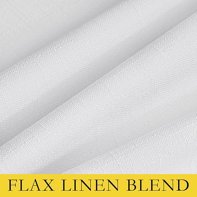 NICETOWN 100% Absolutely Blackout Linen Curtains with Thermal Insulated White Liner, White, 34 inches Wide, 90 inches Length Energy Saving Curtains for Living Room 2 Panels Set, Vertical Blinds