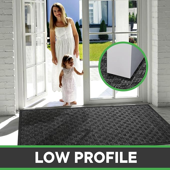 Mibao Front Door Mat, Heavy Duty Durable Welcome Mat for Outdoor Indoor, Dirt Trapper Waterproof Super Absorbent Door Mat for Entryway Outside Patio Porch, 29.5" x 17", Grey