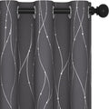 Deconovo Grey Curtains for Living Room, Blackout Drapes, Protect Pravicy Thermal Insulated Soundproof Window Drape, Wave Dots Foil Print, 42 x 95 Inch, Set of 2 Panels for Bedroom Sliding Glass Door