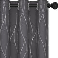 Deconovo Gray Curtains for Living Room, Blackout Drapes, Protect Pravicy Thermal Insulated Soundproof Window Drape, Wave Dots Foil Print, 38 x 90 Inch, Set of 2 Panels for Bedroom Apartment Nursery