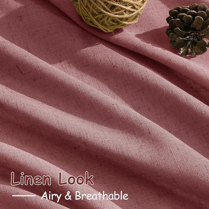 Canyon Rose Linen 144 Inch Curtains for Living Room Light Filtering Semi Sheer Curtain Back Tab Modern Farmhouse Decor Elegant Girl Drapes Floor to Ceiling High Window for Bedroom 52x144, 2 Panels