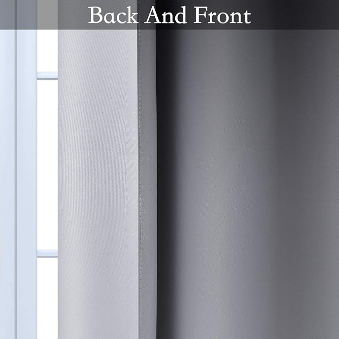 SimpleHome Ombre Room Darkening Curtains for Bedroom, Gradient Black to Gray White Light Blocking Thermal Insulated Grommet Window Curtains/Drapes for Living Room,2 Panels, 52x96 inches Length