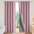 Joydeco Blackout Curtains for Bedroom - 90 Inch Long 100% Light Blocking 2 Panels Set Pink Drapes, Thermal Insulated Room Darkening Curtains, Linen Textured for Living Room, Rod Pocket & Back Tabs