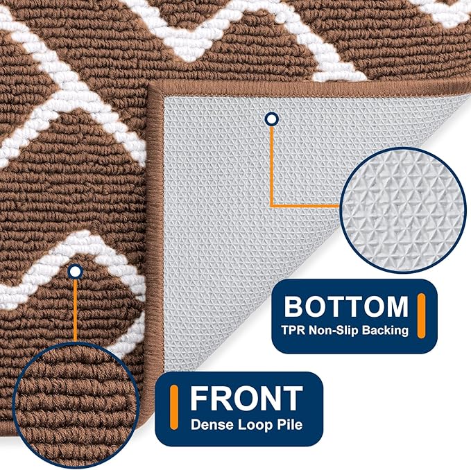 OLANLY Front Door Mat, Non-Slip Rubber Backing, Dirt Resistant and Absorbent, Washable, Easy to Clean Low-Profile Indoor Doormat for Back Door, Entryway, Inside Entrance, 36x24, Coffee