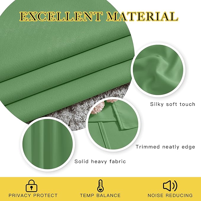 NICETOWN Blackout Curtains for Boys Room - Thermal Insulated Solid Grommet Room Darkening Curtains/Panels/Drape for Bedroom (Forest Green, 1 Pair, 46 by 90-Inch)