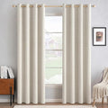 MIULEE 100% Blackout Linen Curtains for Bedroom Thermal Insulated Birch Grommet Room Darkening Curtains & Drapes for Living Room Nursery 52 x 96 Inch (2 Panels)