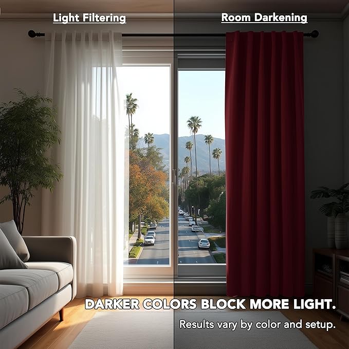 Deconovo Blackout Curtains, Thermal Insulated, W70 x L95 2 Panels, Back Tab, Machine Washable, Room-Darkening Drapes for Bedroom/Living Room Burgundy Red