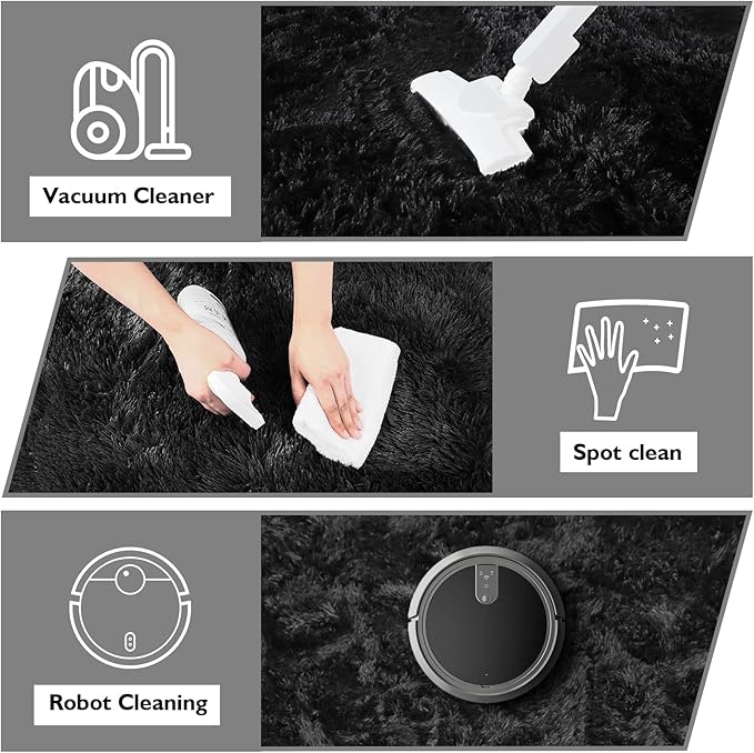 yulidayang Black Fluffy Round Area Rugs for Living Room,6'X6'Shag Circle Area Rugs for Bedroom,Non Slip Fuzzy Plush Rug for Kids Room Boys Girls Room and Dorm Home Decor Rug