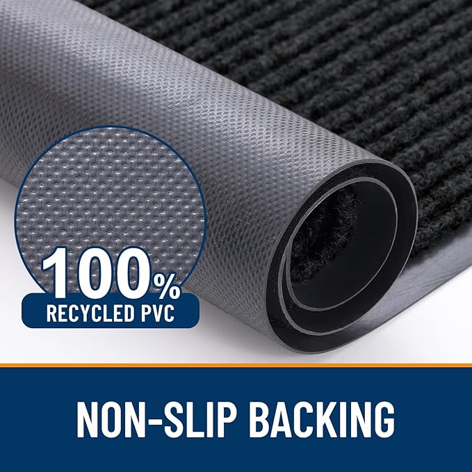 OLANLY Front Door Mat Indoor Outdoor Entrance, Waterproof Heavy Duty Doormat, Fade Resistant, Low Profile, Easy Clean Patio Porch Welcome Floor Mats for Entry, 71x47, Black