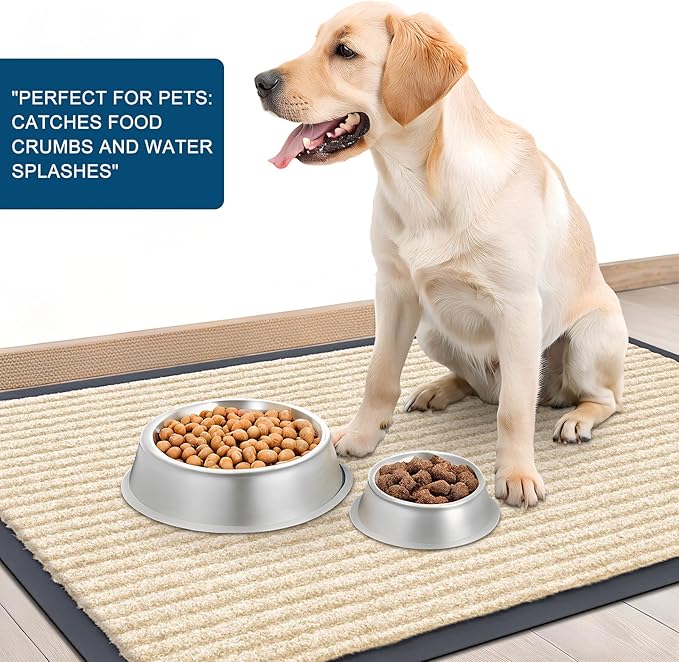 OLANLY Front Door Mat Indoor Outdoor Entrance, 2-Pack 47 x 32 Inch, Waterproof Heavy Duty Doormat, Fade Resistant, Low Profile, Easy Clean Patio Porch Welcome Floor Mats for Entry, Beige