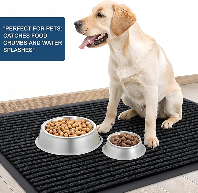 OLANLY Front Door Mat Indoor Outdoor Entrance, 2-Pack 47 x 23 Inch, Waterproof Heavy Duty Doormat, Fade Resistant, Low Profile, Easy Clean Patio Porch Welcome Floor Mats for Entry, Black