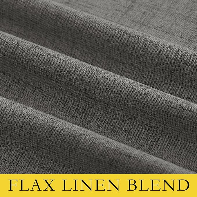 NICETOWN Grizzle Gray Vintage Linen 100% Blackout Curtains for Living Room, Thermal Insulated Curtains 63" Long, Noise Reducing Window Treatment Drapes for Hall Room, 52" Wide Per Panel, Set of 2