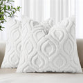 decorUhome Throw Pillow Covers 20x20 Inch Set of 2, Soft Plush Faux Wool White Solid Couch Pillow Covers, Accent Farmhouse Neutral Square Pillow Cases for Sofa Bed Living Room