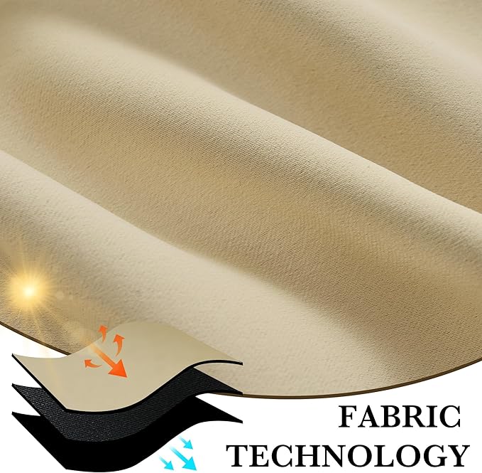 RYB HOME 100% Blackout Short Curtains for Small Window, Thermal Insulated Total Room Darkening Noise Reducing Curtains for Kitchen Bathroom Basement, 42 inches Wide by 36 inches Long, Biscotti Beige
