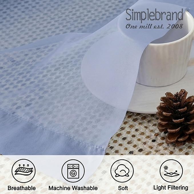 Simplebrand Denim Sheer Curtains 63 Inch Length 2 Panels, Rod Pocket Solid Color Window Sheer Curtain Panels, Elegant Curtains & Drapes for Living Room, Bedroom 2 Panels (Ivory, 42" W x 63" L)