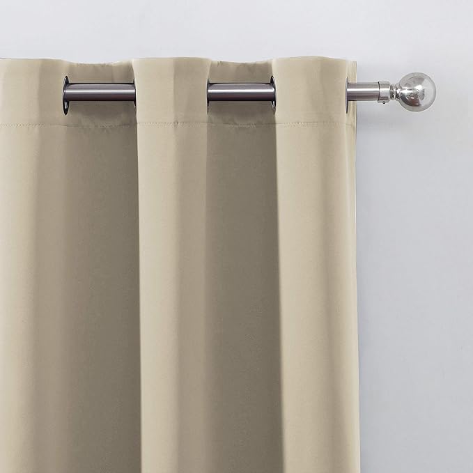 LEMOMO Beige Blackout Curtains 34 x 54 Inch Length/Set of 2 Curtain Panels/Thermal Insulated Room Darkening Blackout Curtains for Bedroom