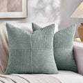 Fancy Homi 2 Packs Grey Blue Decorative Throw Pillow Covers 16x16 Inch for Couch Bed Sofa, Rustic Farmhouse Boho Home Decor, Soft Corss Patchwork Corduroy Textured Square Cushion Case 40x40 cm