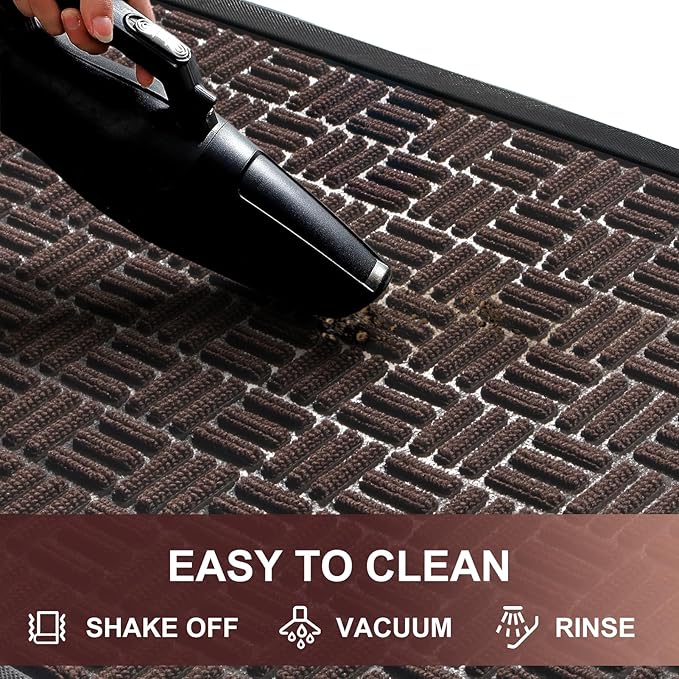 Mibao Front Door Mat, Heavy Duty Durable Welcome Mat for Outdoor Indoor, Dirt Trapper Waterproof Super Absorbent Door Mat for Entryway Outside Patio Porch, 61.5" x 36", Coffee