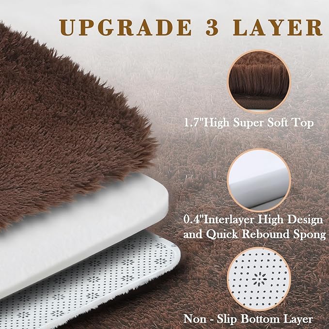 Rugs for Living Room 6x9, Alfombras para Salas Shag Large Plush Soft Area Rug, Shaggy Carpets for Bedroom, Kids Boys Girls Home Decor Aesthetic(Coffee, 6 x 9)