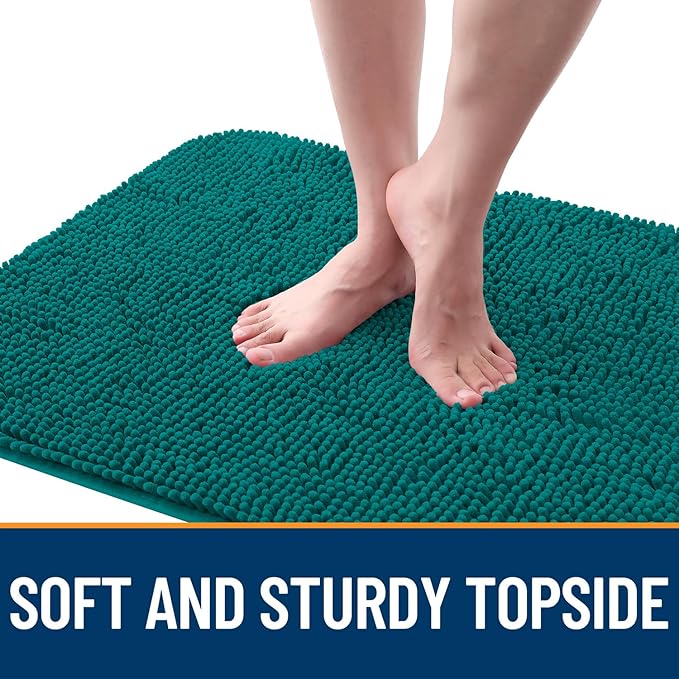 OLANLY Dog Door Mat for Muddy Paws 32x20, Absorbs Moisture and Dirt, Absorbent Non-Slip Washable Doormat, Quick Dry Chenille Mud Mat for Dogs, Entry Indoor Entryway Carpet for Inside Floor, Lake Blue