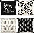 YCOLL Pillow Covers 20x20 Set of 4, Modern Sofa Throw Pillow Cover, Decorative Outdoor Linen Fabric Pillow Case for Couch Bed Car, Black