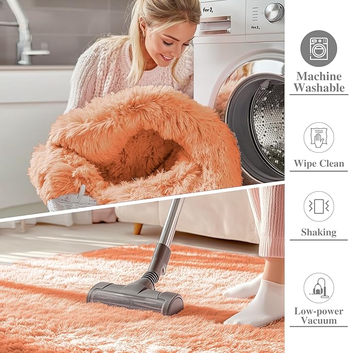 OLANLY 5x8 Machine Washable Large Area Rugs for Living Room, Bedroom, Soft Fluffy Shaggy Bedside Rug, Indoor Floor Carpet for Kids Girls and Boys, Dorms, Nursery, Home Decor Aesthetic, Muted Orange