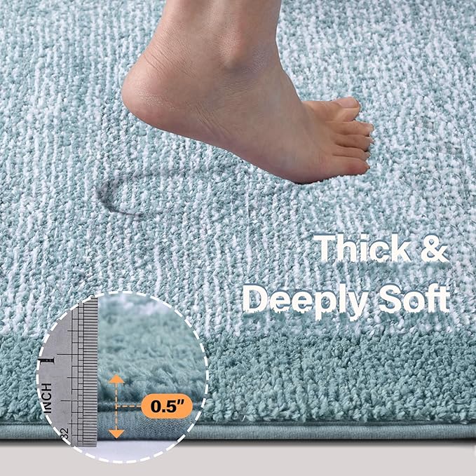 60x24 Long Bathroom Rugs Washable Non Slip, Dusty Blue Bath Mat for Bathroom Floor Tub, Soft Absorbent Quick Dry Mats for Shower, Bathtub,Home Decor
