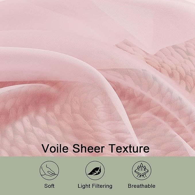 OWENIE Blush Sheer Curtains 120 Inches Long 2 Panels Set, Airy Lightweight Sheer Blush Curtains for Living Room Bedroom, Farmhouse Voile Filmy Rod Pocket Curtains Drapes, 2 Pcs, Each 59" Wx120 L Inch
