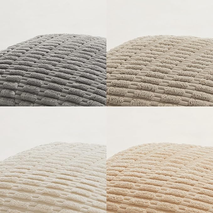 Fancy Homi 4 Packs Neutral Long Lumbar Decorative Throw Pillow Covers 14x24 Inch for Living Room Couch Bed, Boho Home Decor, Soft Striped Corduroy Rectangle Accent Grey Cushion Case 35x60 cm