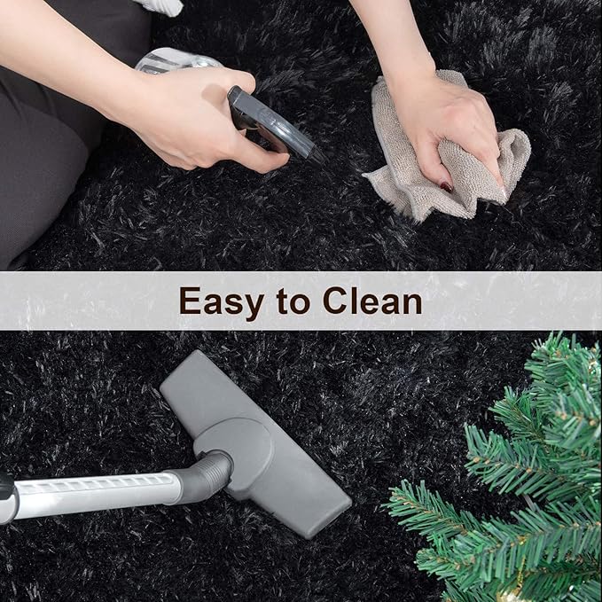TWINNIS Super Soft Shaggy Rugs Fluffy Carpets 9x12 Feet, Indoor Modern Plush Area Rugs for Living Room Bedroom Kids Room Nursery Home Decor, Upgrade Anti-Skid Fuzzy Rug, Black