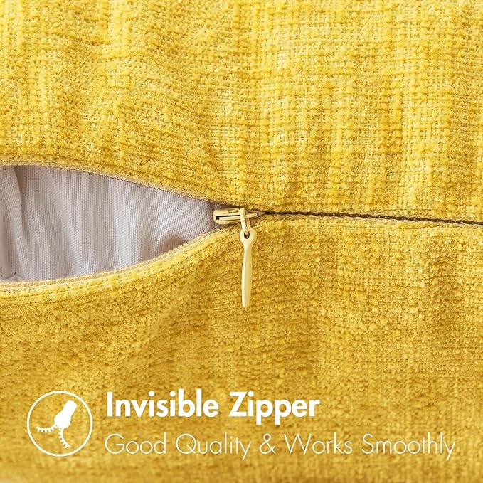 MIULEE Pack of 2 Couch Throw Pillow Covers 12x20 Inch Soft Yellow Chenille Lumbar Pillow Covers for Sofa Living Room Spring Home Decor Couch Solid Dyed Cases
