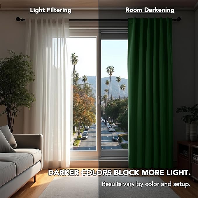 Deconovo Blackout Curtains, Thermal Insulated, W52 x L54 2 Panels, Back Tab, Machine Washable, Room-Darkening Drapes for Bedroom/Living Room Dark Forest