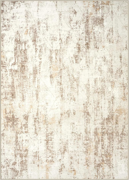 9x12 Area Rugs Washable Rug: Modern Abstract Living Room Rug Soft Anti-Skid Thin Carpet Indoor Floor Non-Shedding Carpets for Bedroom Dining Room Farmhouse Nursery Home Office Beige Grey