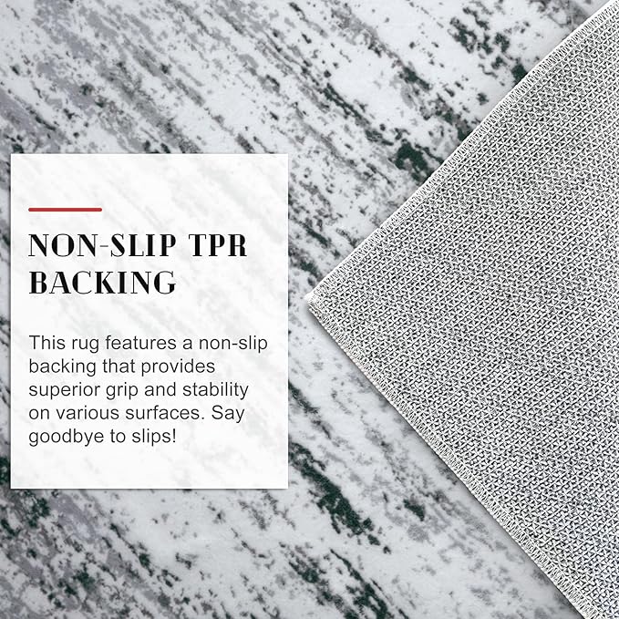 Lansny Modern Abstract Runner Rug 2x10, Black Grey White Washable Long Kitchen Runner Non-Slip Soft Hallway Rug Runner Thin Print Faux Wool Carpet for Entryway Bedroom Laundry Room Indoor Home Decor