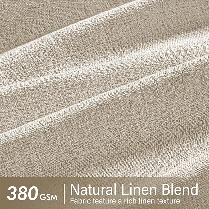 MIULEE Pinch Pleated Thick Linen Curtains 102 Inches Long 2 Panels for Living Room Bedroom, Pinch Pleat Drapes Back Tab Memory Trained Semi Sheer Privacy Neutral Ivory Cream Farmhouse Window Curtains