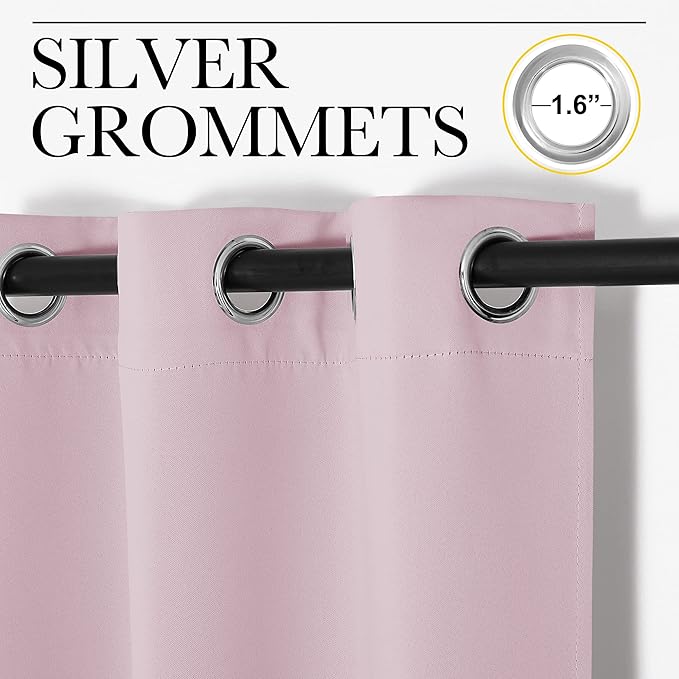 NICETOWN Blackout Draperies Curtains for Girls Room, Nursery Essential Thermal Insulated Grommet Blackout Panels (Lavender Pink, 1 Pair, 34" x 54")