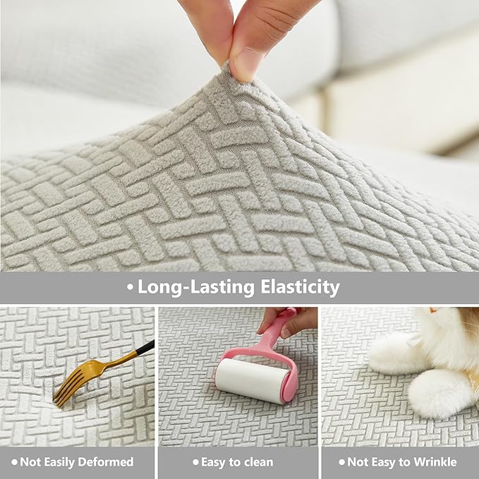 Couch Cushion Covers for Sofa Couch Covers Wear-Resistant Universal Sofa Cover Washable Stretch for Sectional Slipcovers (Texture-Light Gray,Extra Large Single Seat Cover)