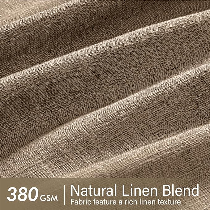 MIULEE Pinch Pleated Thick Linen Curtains 102 Inches Long 2 Panels for Living Room Bedroom, Linen Texture Pleat Drapes Memory Trained Light Filtering Brown Country Farmhouse Burlap Curtains with Hooks
