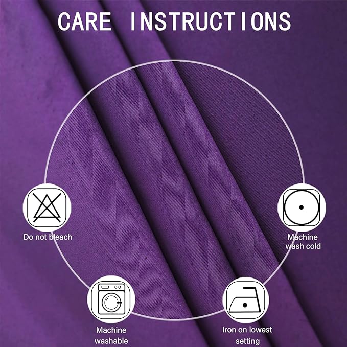 LEMOMO Blackout Curtains 66 x 54 Inch Long Purple Curtains Set of 2 Panels Room Darkening Curtains for Bedroom and Living Room